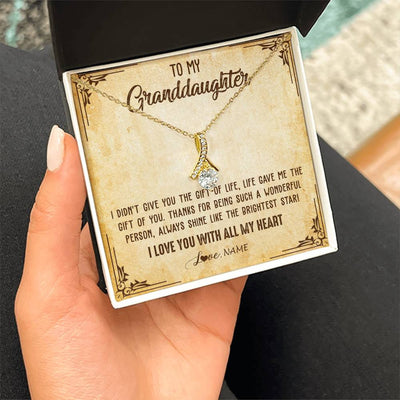 Alluring Beauty Necklace 18K Yellow Gold Finish | 2 | Personalized To My Granddaughter Necklace From Grandma Nana I Love You With All My Heart Granddaughter Birthday Christmas Customized Gift Box Message Card | siriusteestore