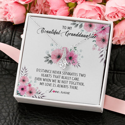 Alluring Beauty Necklace 14K White Gold Finish | 2 | Personalized To My Granddaughter Necklace From Grandma Nana My Love Is Always There Granddaughter Birthday Customized Gift Box Message Card | siriusteestore.myshopify