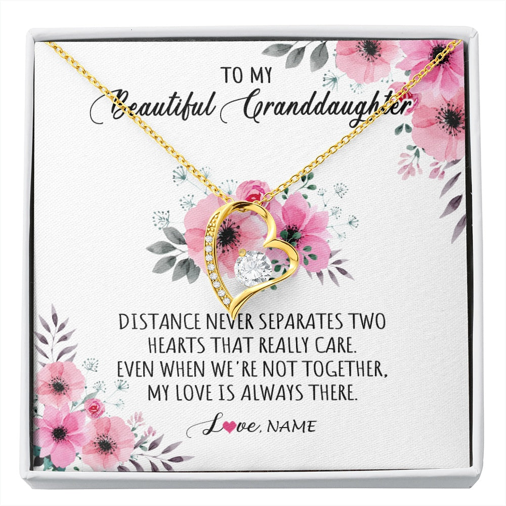 Forever Love Necklace 18K Yellow Gold Finish | 1 | Personalized To My Granddaughter Necklace From Grandma Nana My Love Is Always There Granddaughter Birthday Customized Gift Box Message Card | siriusteestore.myshopify
