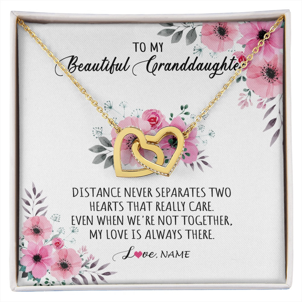 Interlocking Hearts Necklace 18K Yellow Gold Finish | 1 | Personalized To My Granddaughter Necklace From Grandma Nana My Love Is Always There Granddaughter Birthday Customized Gift Box Message Card | siriusteestore.myshopify