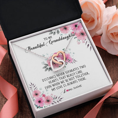 Interlocking Hearts Necklace Stainless Steel & Rose Gold Finish | 2 | Personalized To My Granddaughter Necklace From Grandma Nana My Love Is Always There Granddaughter Birthday Customized Gift Box Message Card | siriusteestore.myshopify