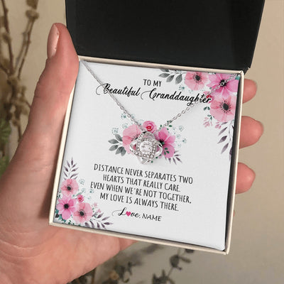Love Knot Necklace 14K White Gold Finish | 2 | Personalized To My Granddaughter Necklace From Grandma Nana My Love Is Always There Granddaughter Birthday Customized Gift Box Message Card | siriusteestore.myshopify