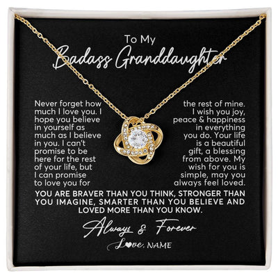 Love Knot Necklace 18K Yellow Gold Finish | Personalized To My Granddaughter Necklace From Grandma Nana Never Forget How Much I Love You Granddaughter Birthday Christmas Customized Gift Box Message Card | siriusteestore