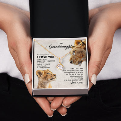 Alluring Beauty Necklace 18K Yellow Gold Finish | 2 | Personalized To My Granddaughter Necklace From Grandma Nana Never Forget I Love You Lion Granddaughter Birthday Christmas Customized Message Card | siriusteestore
