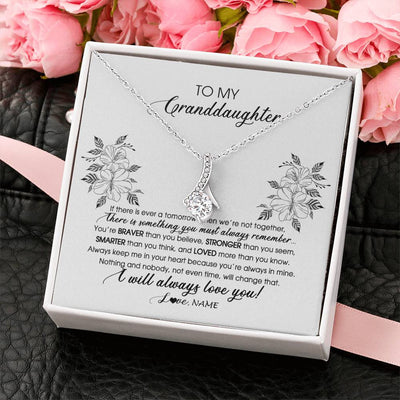 Alluring Beauty Necklace 14K White Gold Finish | Personalized To My Granddaughter Necklace From Grandma Nana Papa Not Even Time Floral Granddaughter Graduation Birthday Customized Message Card | siriusteestore