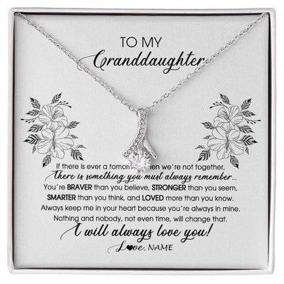 Alluring Beauty Necklace 14K White Gold Finish | Personalized To My Granddaughter Necklace From Grandma Nana Papa Not Even Time Floral Granddaughter Graduation Birthday Customized Message Card | siriusteestore