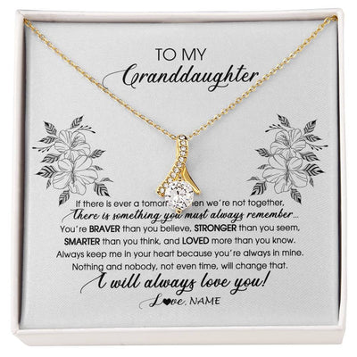 Alluring Beauty Necklace 18K Yellow Gold Finish | Personalized To My Granddaughter Necklace From Grandma Nana Papa Not Even Time Floral Granddaughter Graduation Birthday Customized Message Card | siriusteestore