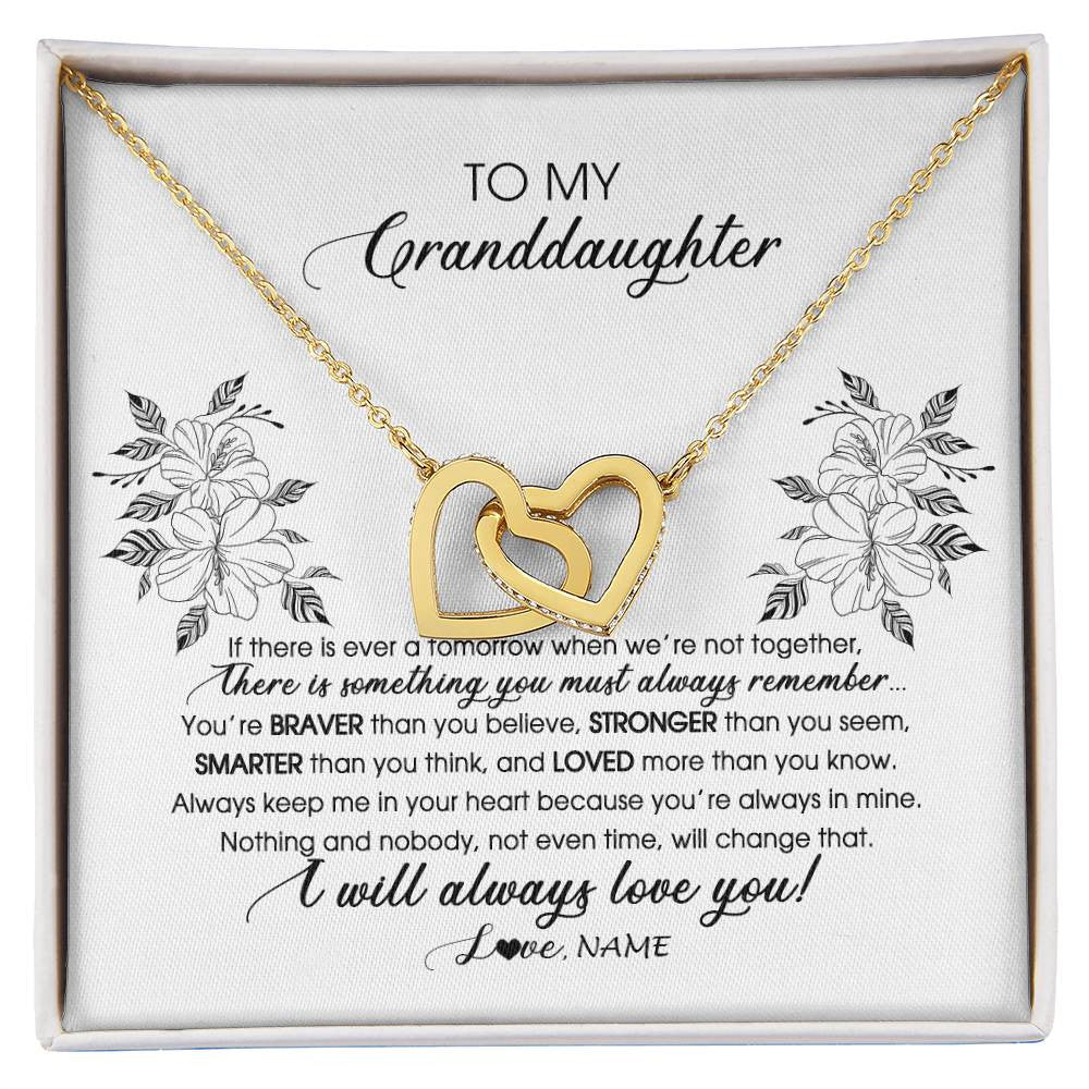 Interlocking Hearts Necklace 18K Yellow Gold Finish | Personalized To My Granddaughter Necklace From Grandma Nana Papa Not Even Time Floral Granddaughter Graduation Birthday Customized Message Card | siriusteestore