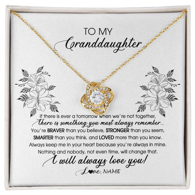 Love Knot Necklace 18K Yellow Gold Finish | Personalized To My Granddaughter Necklace From Grandma Nana Papa Not Even Time Floral Granddaughter Graduation Birthday Customized Message Card | siriusteestore