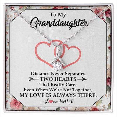 Alluring Beauty Necklace 14K White Gold Finish | 1 | Personalized To My Granddaughter Necklace From Grandma Nana Two Hearts Together Granddaughter Birthday Christmas Customized Gift Box Message Card | siriusteestore.myshopify
