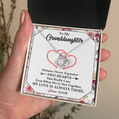 Love Knot Necklace 14K White Gold Finish | 2 | Personalized To My Granddaughter Necklace From Grandma Nana Two Hearts Together Granddaughter Birthday Christmas Customized Gift Box Message Card | siriusteestore.myshopify