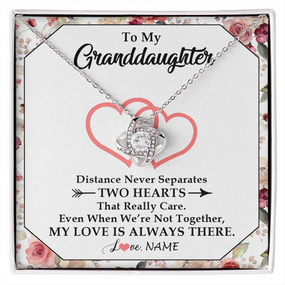 Love Knot Necklace 14K White Gold Finish | 1 | Personalized To My Granddaughter Necklace From Grandma Nana Two Hearts Together Granddaughter Birthday Christmas Customized Gift Box Message Card | siriusteestore.myshopify