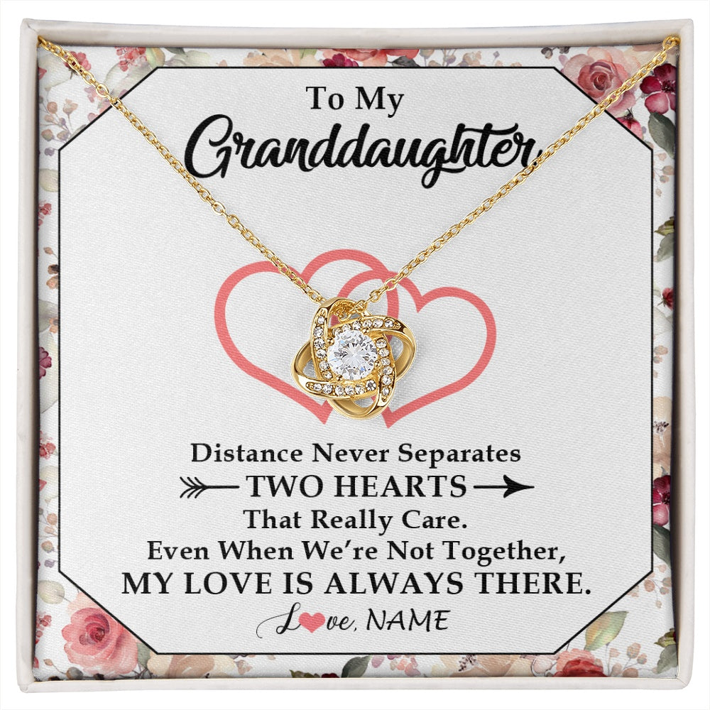 Love Knot Necklace 18K Yellow Gold Finish | 1 | Personalized To My Granddaughter Necklace From Grandma Nana Two Hearts Together Granddaughter Birthday Christmas Customized Gift Box Message Card | siriusteestore.myshopify