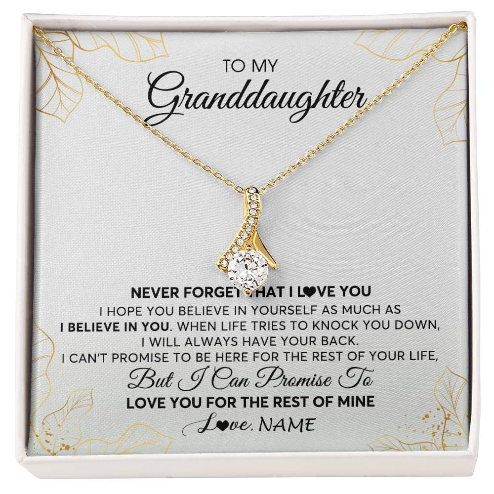 Alluring Beauty Necklace 18K Yellow Gold Finish | 1 | Personalized To My Granddaughter Necklace From Grandma Never Forget That I Love You Granddaughter Birthday Christmas Customized Gift Box Message Card | siriusteestore