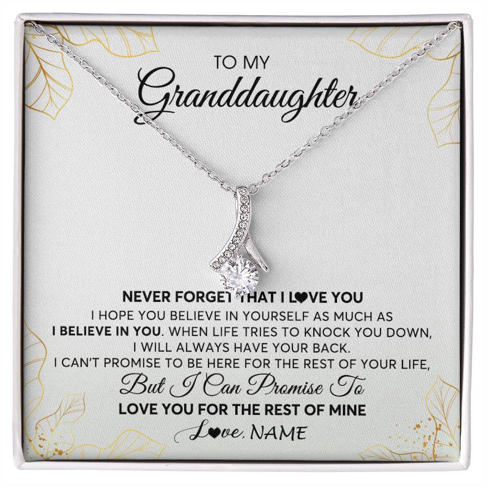 Alluring Beauty Necklace | Personalized To My Granddaughter Necklace From Grandma Never Forget That I Love You Granddaughter Birthday Christmas Customized Gift Box Message Card | siriusteestore