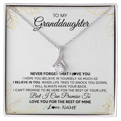 Alluring Beauty Necklace | Personalized To My Granddaughter Necklace From Grandma Never Forget That I Love You Granddaughter Birthday Christmas Customized Gift Box Message Card | siriusteestore