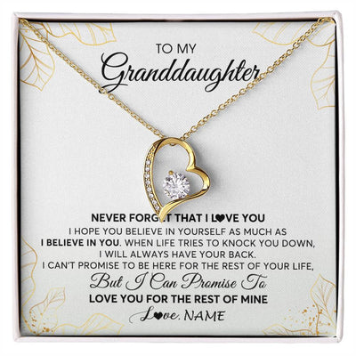 Forever Love Necklace 18K Yellow Gold Finish | 1 | Personalized To My Granddaughter Necklace From Grandma Never Forget That I Love You Granddaughter Birthday Christmas Customized Gift Box Message Card | siriusteestore