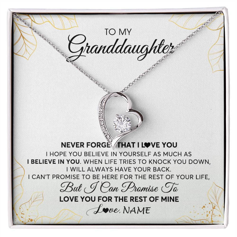 Forever Love Necklace | Personalized To My Granddaughter Necklace From Grandma Never Forget That I Love You Granddaughter Birthday Christmas Customized Gift Box Message Card | siriusteestore