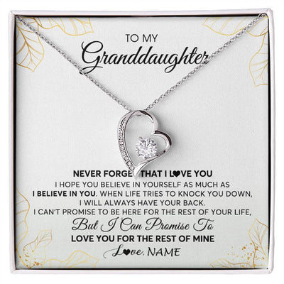 Forever Love Necklace | Personalized To My Granddaughter Necklace From Grandma Never Forget That I Love You Granddaughter Birthday Christmas Customized Gift Box Message Card | siriusteestore