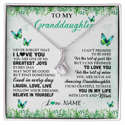 Alluring Beauty Necklace 14K White Gold Finish | 1 | Personalized To My Granddaughter Necklace From Grandma Papa Butterfly Laugh Love Live Birthday Motivational Quote Christmas Customized Gift Box Message Card | siriusteestore