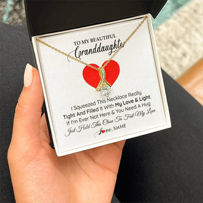 Alluring Beauty Necklace 18K Yellow Gold Finish | 2 | Personalized To My Granddaughter Necklace From Grandma Papa I Squeezed This Necklace Granddaughter Birthday Christmas Customized Gift Box Message Card | siriusteestore