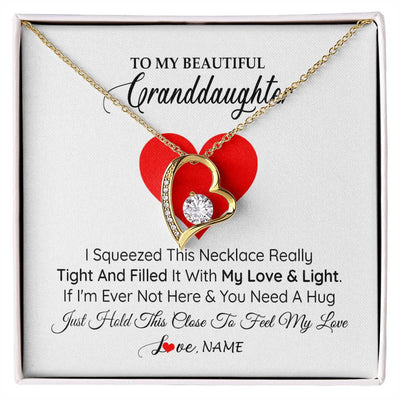 Forever Love Necklace 18K Yellow Gold Finish | 1 | Personalized To My Granddaughter Necklace From Grandma Papa I Squeezed This Necklace Granddaughter Birthday Christmas Customized Gift Box Message Card | siriusteestore