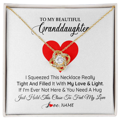 Love Knot Necklace 18K Yellow Gold Finish | 1 | Personalized To My Granddaughter Necklace From Grandma Papa I Squeezed This Necklace Granddaughter Birthday Christmas Customized Gift Box Message Card | siriusteestore