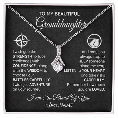 Alluring Beauty Necklace 14K White Gold Finish | 1 | Personalized To My Granddaughter Necklace From Grandma Papa I Wish You The Strength Birthday Graduation Inspirational Customized Gift Box Message Card | siriusteestore.myshopify