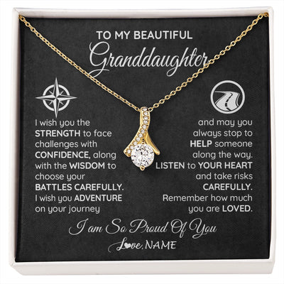 Alluring Beauty Necklace 18K Yellow Gold Finish | 1 | Personalized To My Granddaughter Necklace From Grandma Papa I Wish You The Strength Birthday Graduation Inspirational Customized Gift Box Message Card | siriusteestore.myshopify