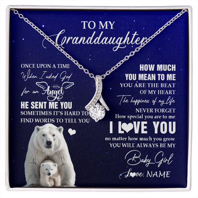 Alluring Beauty Necklace 14K White Gold Finish | 1 | Personalized To My Granddaughter Necklace From Grandma Polar Bear Never Forget I Love You Granddaughter Birthday Christmas Customized Gift Box Message Card | siriusteestore