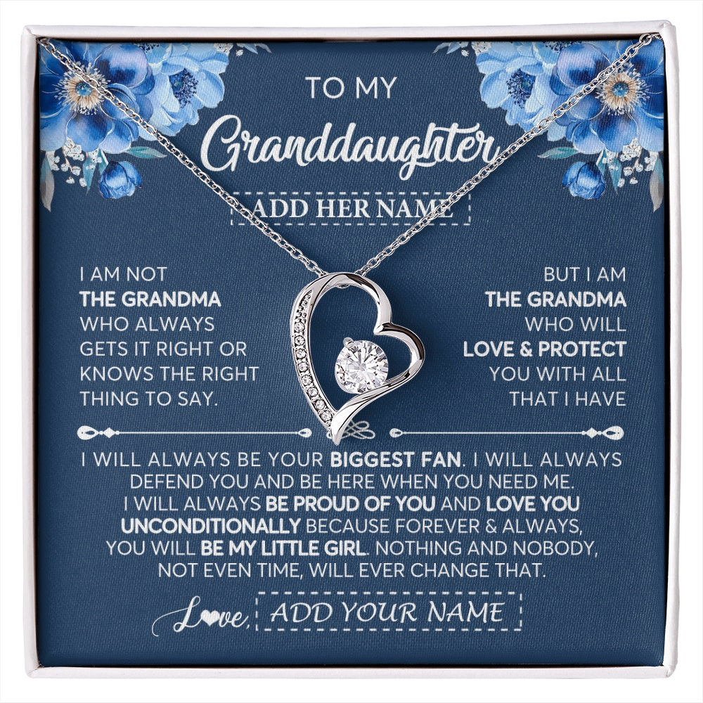 Forever Love Necklace 14K White Gold Finish | 1 | Personalized To My Granddaughter Necklace From Grandma Proud Of You Birthday Gifts For Granddaughter Jewelry Gifts Christmas Custom Gift Box Message Card | https://siriusteestore.