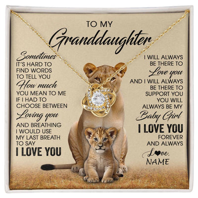 Love Knot Necklace 18K Yellow Gold Finish | 1 | Personalized To My Granddaughter Necklace From Grandma Sometimes It's Hard Lion Granddaughter Gift Birthday Jewelry Christmas Customized Gift Box Message Card | siriusteestore