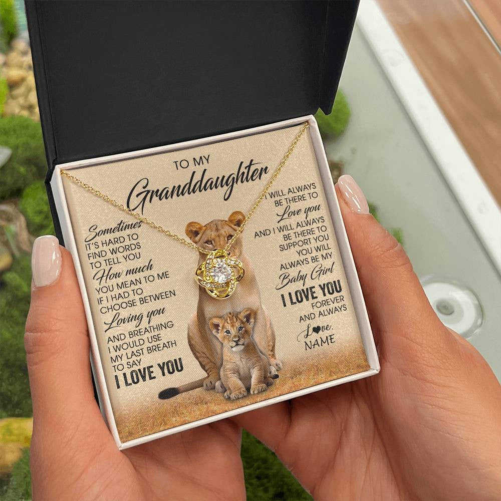 Love Knot Necklace 18K Yellow Gold Finish | 2 | Personalized To My Granddaughter Necklace From Grandma Sometimes It's Hard Lion Granddaughter Gift Birthday Jewelry Christmas Customized Gift Box Message Card | siriusteestore