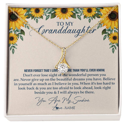 Alluring Beauty Necklace 18K Yellow Gold Finish | Personalized To My Granddaughter Necklace From Grandma Sunflower You Are My Sunshine Granddaughter Jewelry Graduation Birthday Customized Gift Box Message Card | siriusteestore