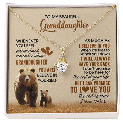 Alluring Beauty Necklace 18K Yellow Gold Finish | 1 | Personalized To My Granddaughter Necklace From Grandma Whenever You Feel Bear Granddaughter Birthday Gifts Gifts Christmas Customized Gift Box Message Card | siriusteestore