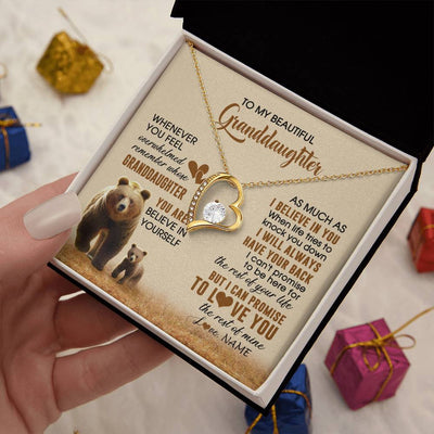 Forever Love Necklace 18K Yellow Gold Finish | 2 | Personalized To My Granddaughter Necklace From Grandma Whenever You Feel Bear Granddaughter Birthday Gifts Gifts Christmas Customized Gift Box Message Card | siriusteestore