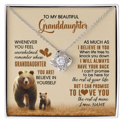 Love Knot Necklace 14K White Gold Finish | 1 | Personalized To My Granddaughter Necklace From Grandma Whenever You Feel Bear Granddaughter Birthday Gifts Gifts Christmas Customized Gift Box Message Card | siriusteestore