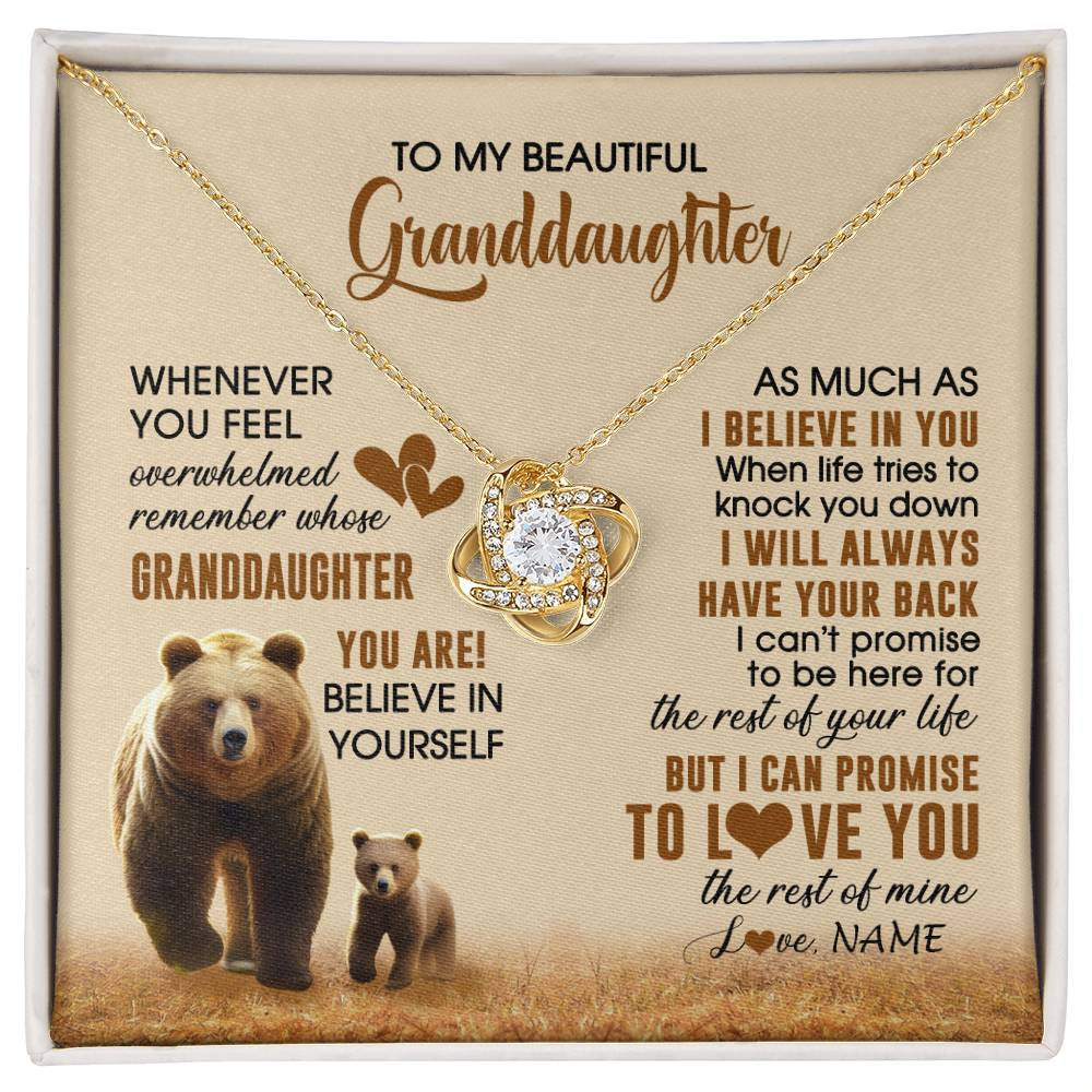 Love Knot Necklace 18K Yellow Gold Finish | 1 | Personalized To My Granddaughter Necklace From Grandma Whenever You Feel Bear Granddaughter Birthday Gifts Gifts Christmas Customized Gift Box Message Card | siriusteestore