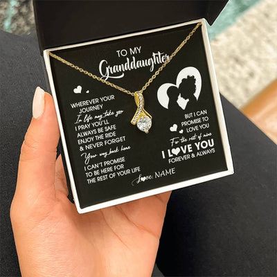Alluring Beauty Necklace 18K Yellow Gold Finish | 2 | Personalized To My Granddaughter Necklace From Grandma Wherever Your Journey Granddaughter Birthday Gifts Graduation Christmas Customized Gift Box Message Card | siriusteestore