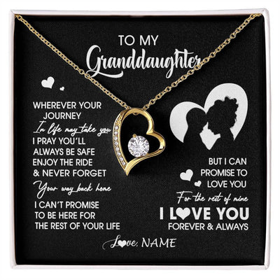 Forever Love Necklace 18K Yellow Gold Finish | 1 | Personalized To My Granddaughter Necklace From Grandma Wherever Your Journey Granddaughter Birthday Gifts Graduation Christmas Customized Gift Box Message Card | siriusteestore