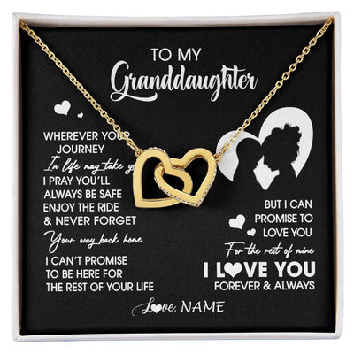Interlocking Hearts Necklace 18K Yellow Gold Finish | 1 | Personalized To My Granddaughter Necklace From Grandma Wherever Your Journey Granddaughter Birthday Gifts Graduation Christmas Customized Gift Box Message Card | siriusteestore
