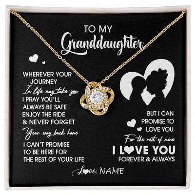 Love Knot Necklace 18K Yellow Gold Finish | 1 | Personalized To My Granddaughter Necklace From Grandma Wherever Your Journey Granddaughter Birthday Gifts Graduation Christmas Customized Gift Box Message Card | siriusteestore