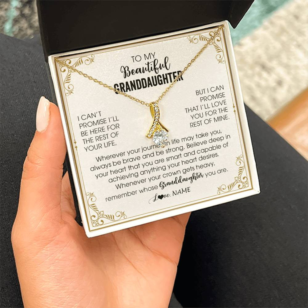 Alluring Beauty Necklace 18K Yellow Gold Finish | 2 | Personalized To My Granddaughter Necklace From Grandma Wherever Your Journey in Life There Birthday Graduation Christmas Customized Gift Box Message Card | siriusteestore