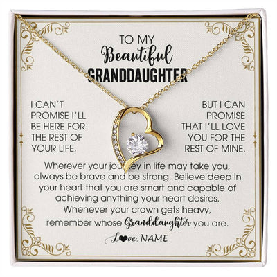 Forever Love Necklace 18K Yellow Gold Finish | 1 | Personalized To My Granddaughter Necklace From Grandma Wherever Your Journey in Life There Birthday Graduation Christmas Customized Gift Box Message Card | siriusteestore