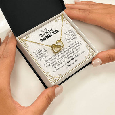 Interlocking Hearts Necklace 18K Yellow Gold Finish | 2 | Personalized To My Granddaughter Necklace From Grandma Wherever Your Journey in Life There Birthday Graduation Christmas Customized Gift Box Message Card | siriusteestore