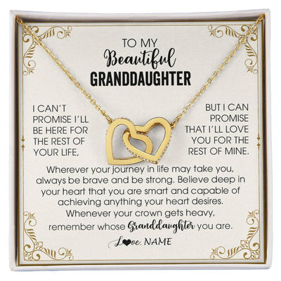 Interlocking Hearts Necklace 18K Yellow Gold Finish | 1 | Personalized To My Granddaughter Necklace From Grandma Wherever Your Journey in Life There Birthday Graduation Christmas Customized Gift Box Message Card | siriusteestore