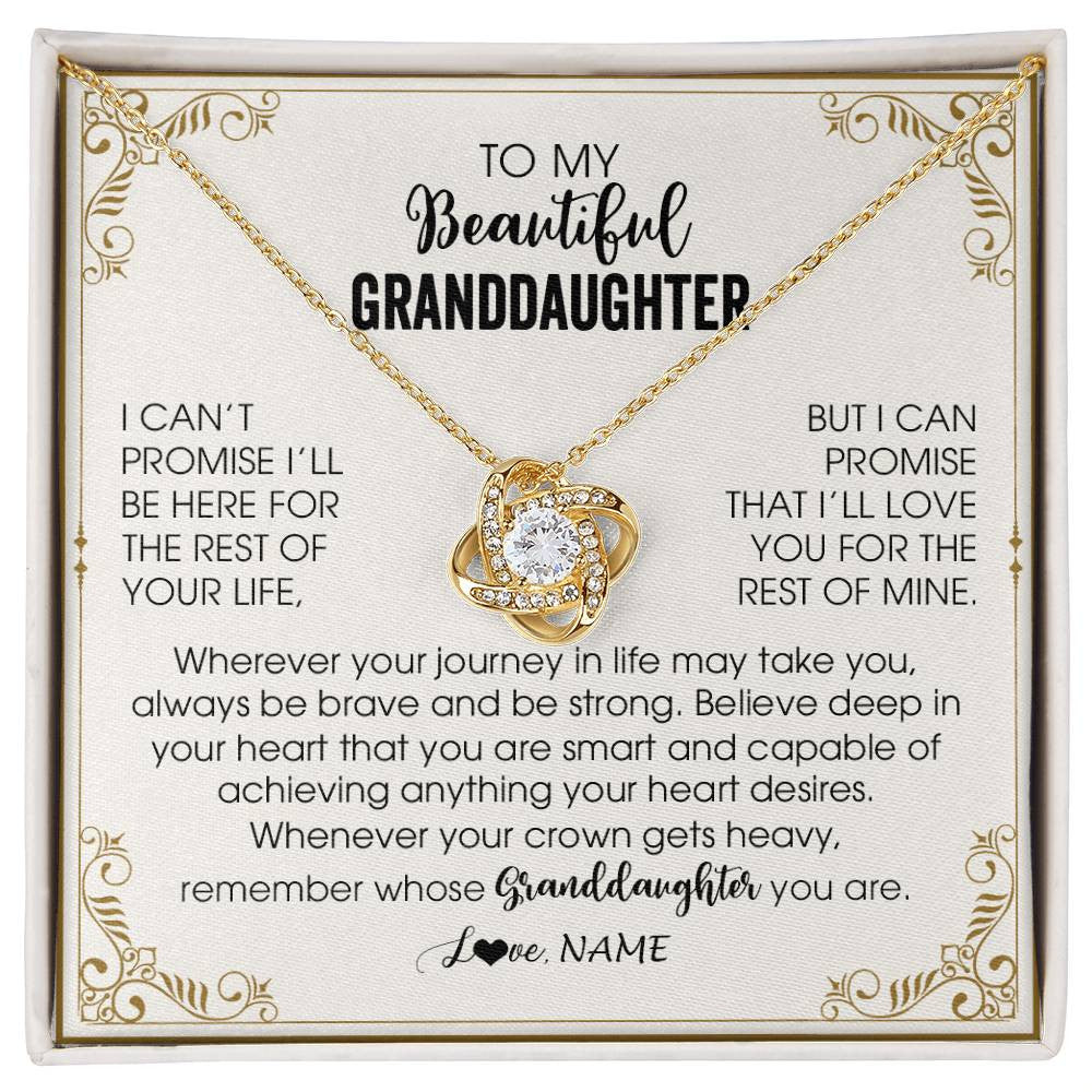 Love Knot Necklace 18K Yellow Gold Finish | 1 | Personalized To My Granddaughter Necklace From Grandma Wherever Your Journey in Life There Birthday Graduation Christmas Customized Gift Box Message Card | siriusteestore