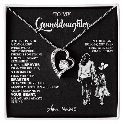 Forever Love Necklace 14K White Gold Finish | 1 | Personalized To My Granddaughter Necklace From Grandma You Are Always In Mine Beautiful Granddaughter Birthday Graduation Christmas With Gift Box Message Card | siriusteestore