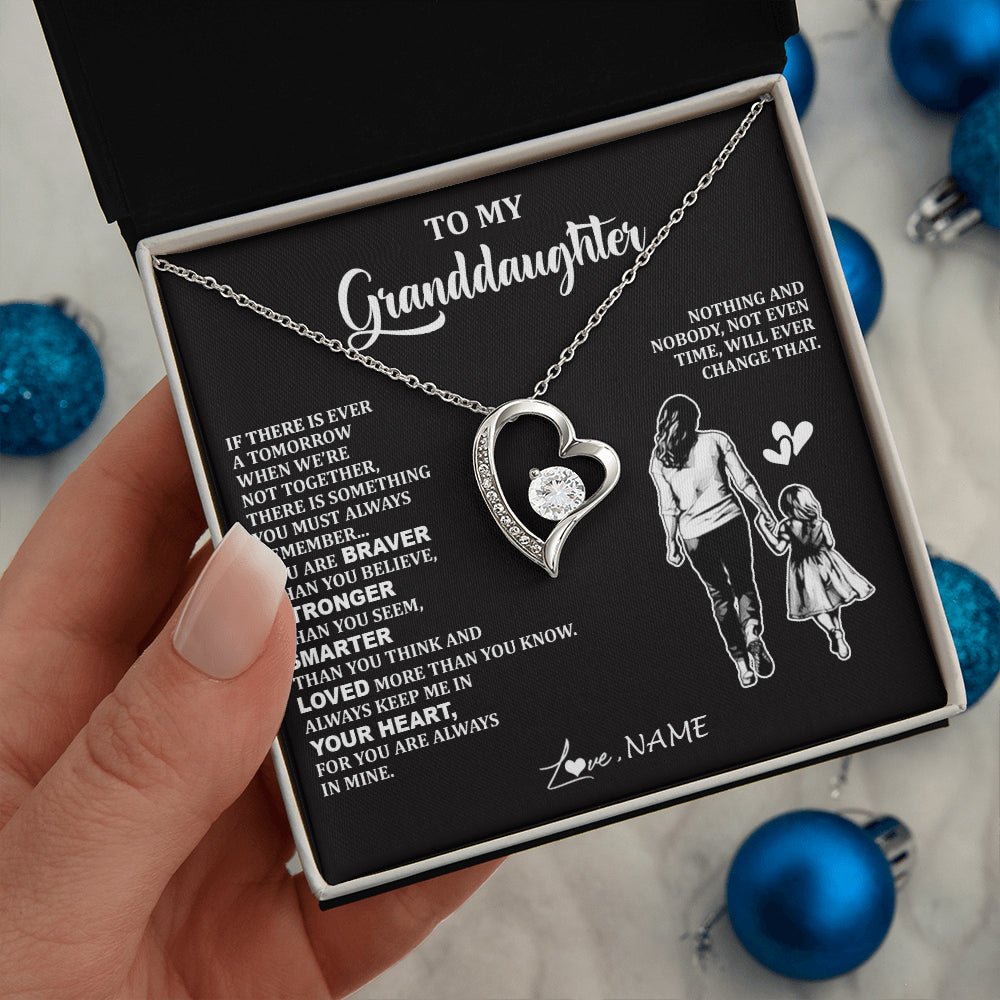 Forever Love Necklace 14K White Gold Finish | 2 | Personalized To My Granddaughter Necklace From Grandma You Are Always In Mine Beautiful Granddaughter Birthday Graduation Christmas With Gift Box Message Card | siriusteestore