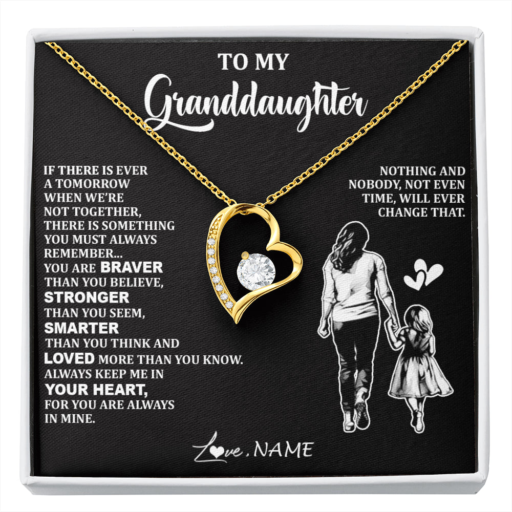 Forever Love Necklace 18K Yellow Gold Finish | 1 | Personalized To My Granddaughter Necklace From Grandma You Are Always In Mine Beautiful Granddaughter Birthday Graduation Christmas With Gift Box Message Card | siriusteestore